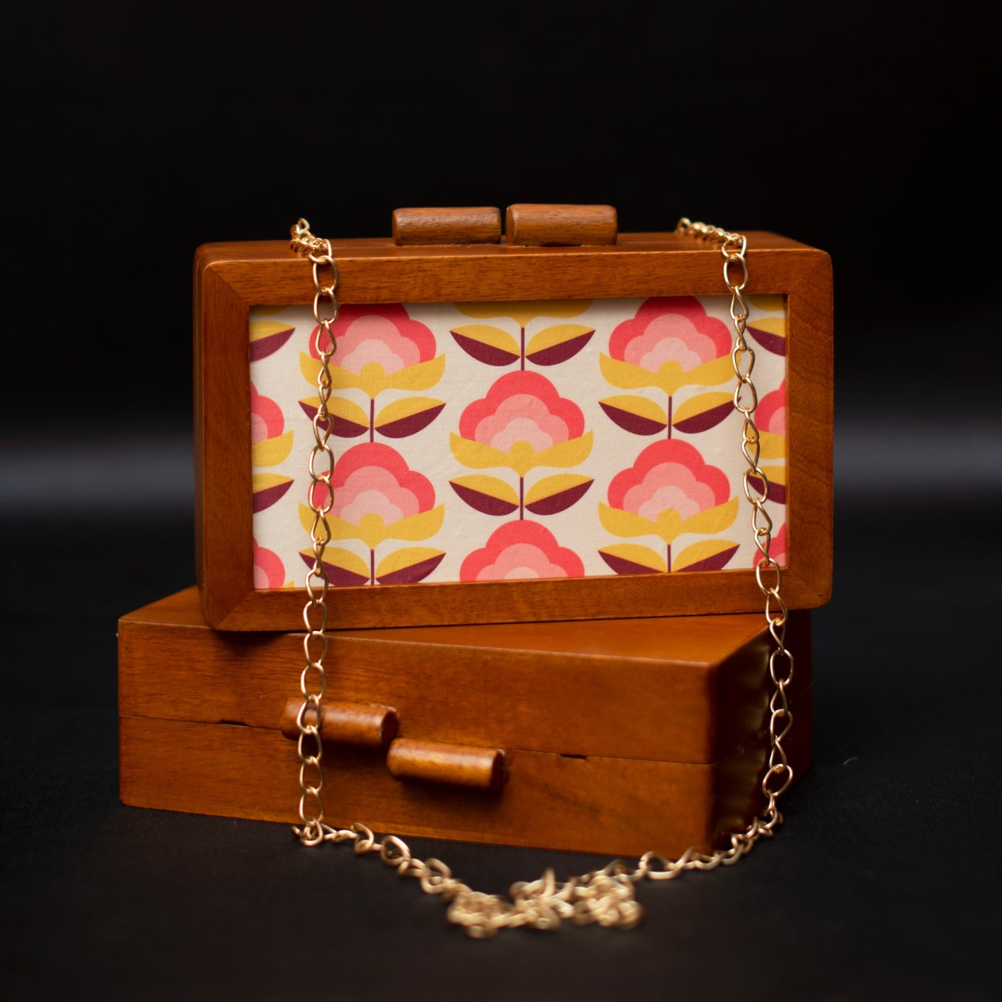 Phool wooden clutch purse