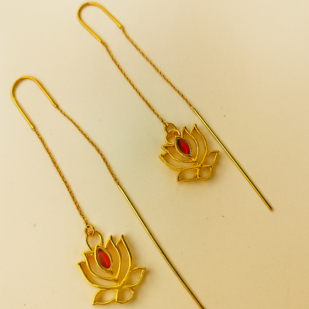 Lotus Gold Sui Dhaaga Earrings