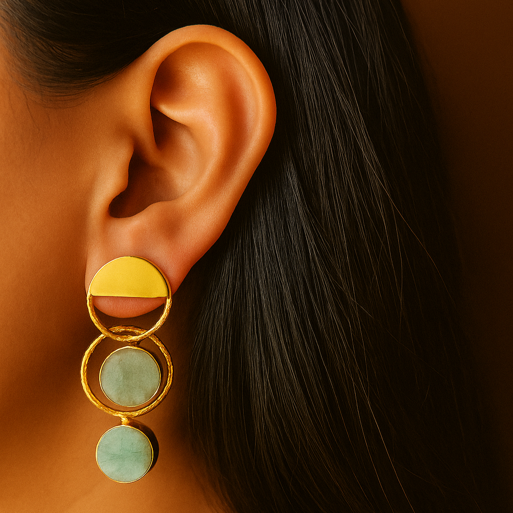 Stone Brass Earrings