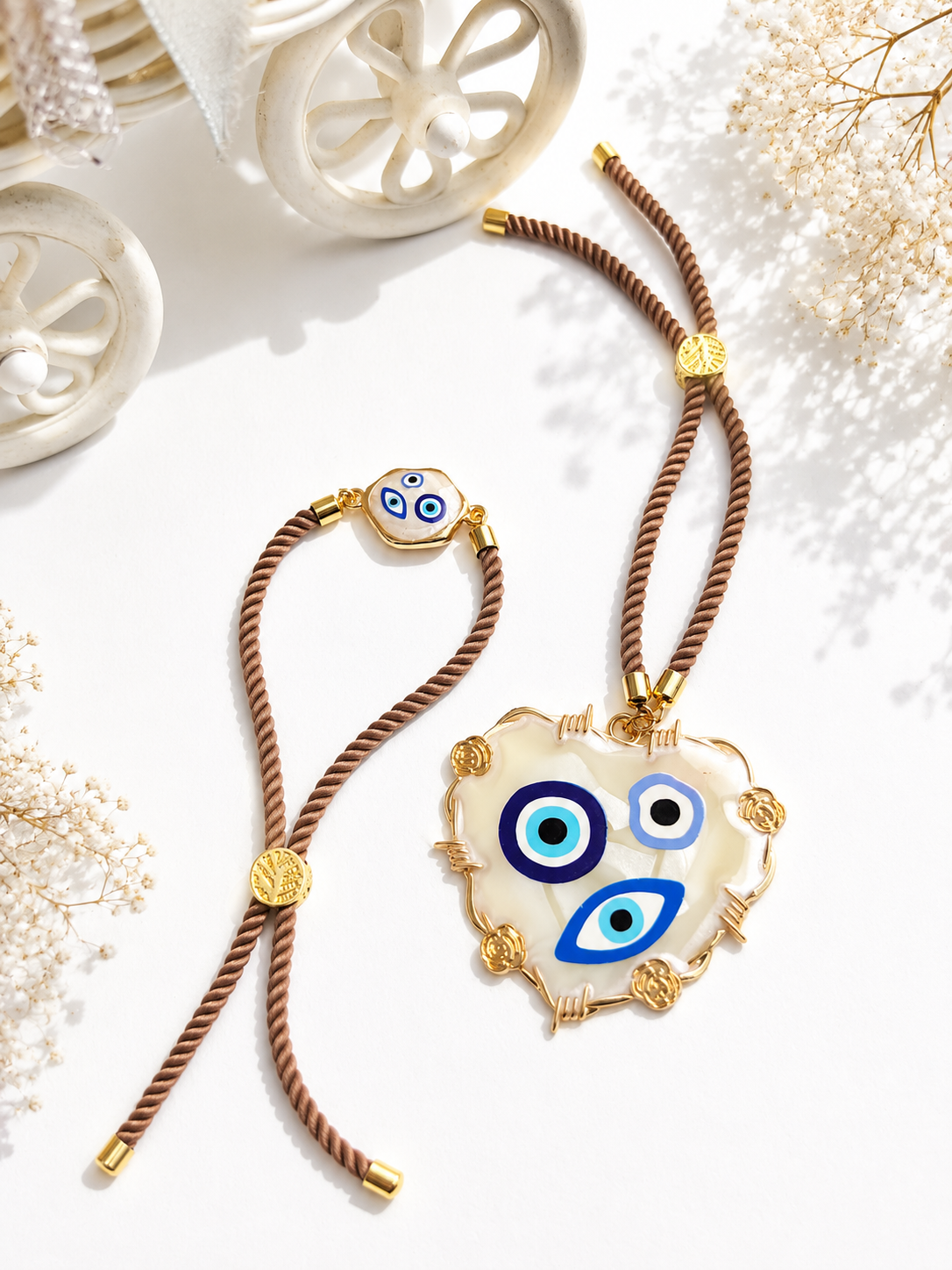 Dil Evil Eye Thread Couple Matching Rakhi For Bhai & Bhabhi