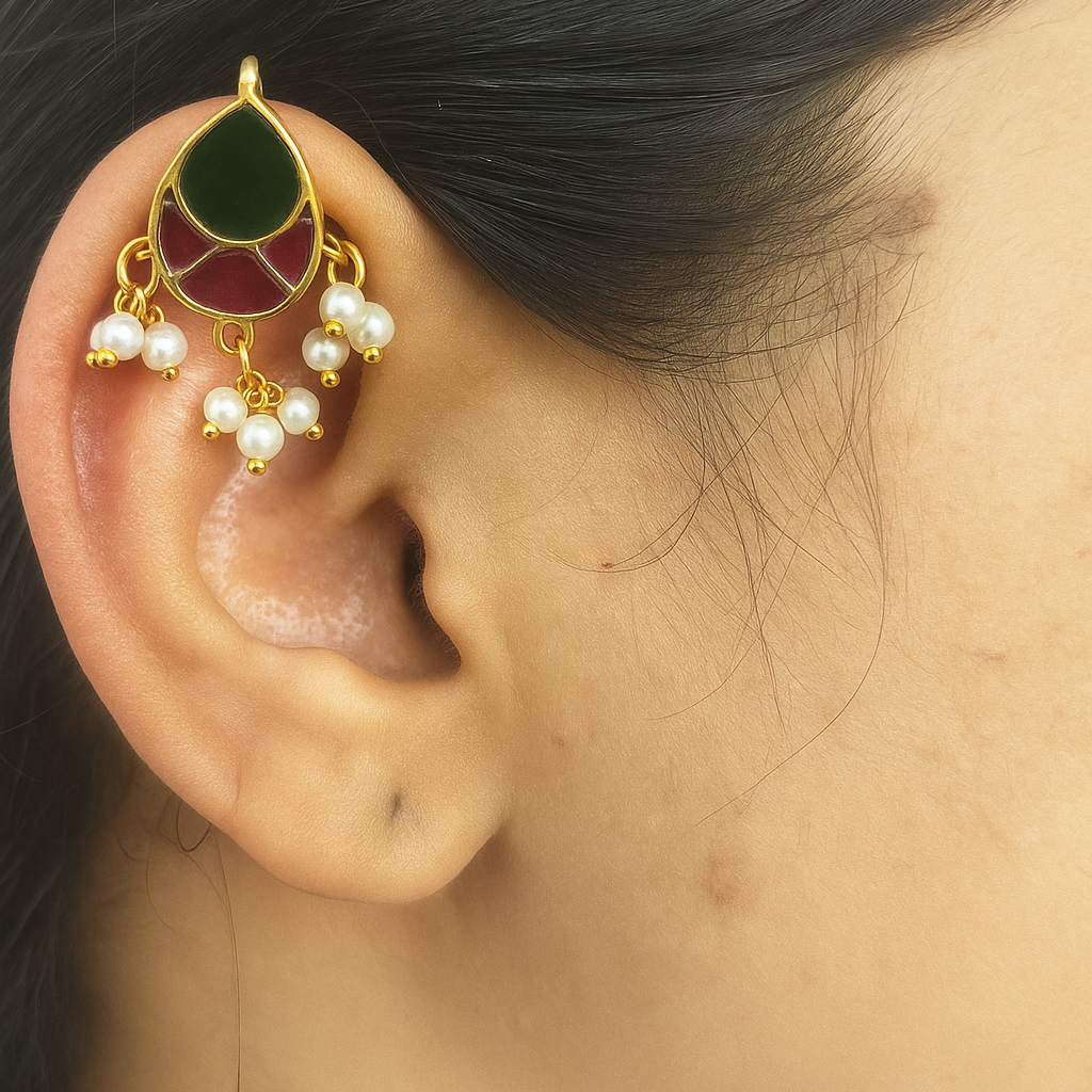 Jadau kundan pearl Press Bugadi - Set of 2