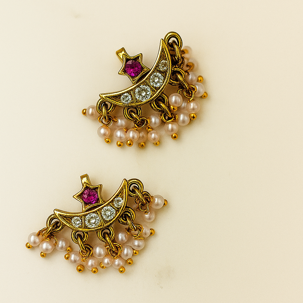 Jadau Kundan Pearl Chaand Bugadi - Set of 2