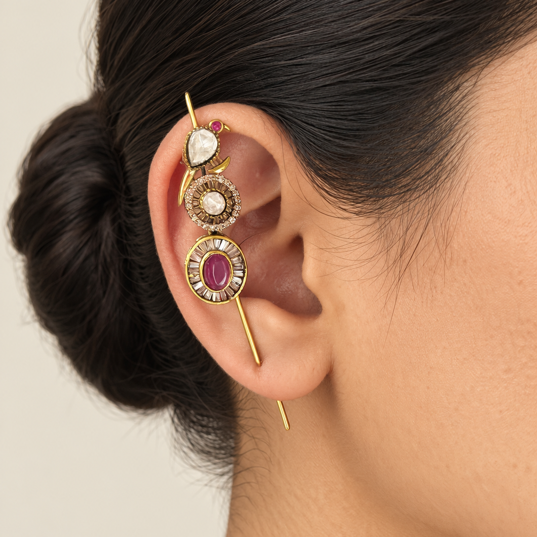 Zuri Stone Bird Needle Earcuffs