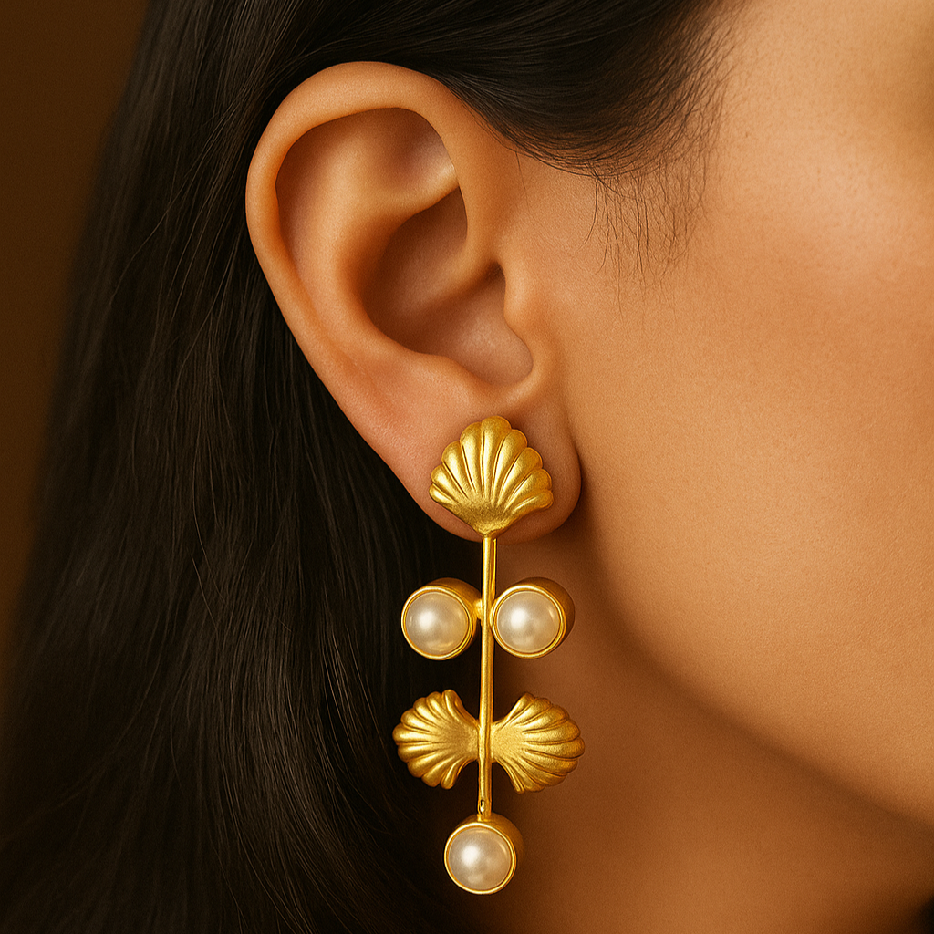 Pearl Brass Earrings