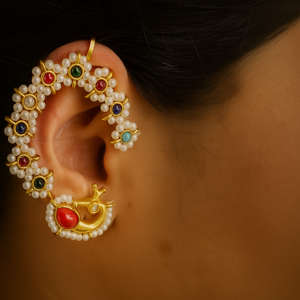 Royal Pearl Kundan Earcuff Earrings