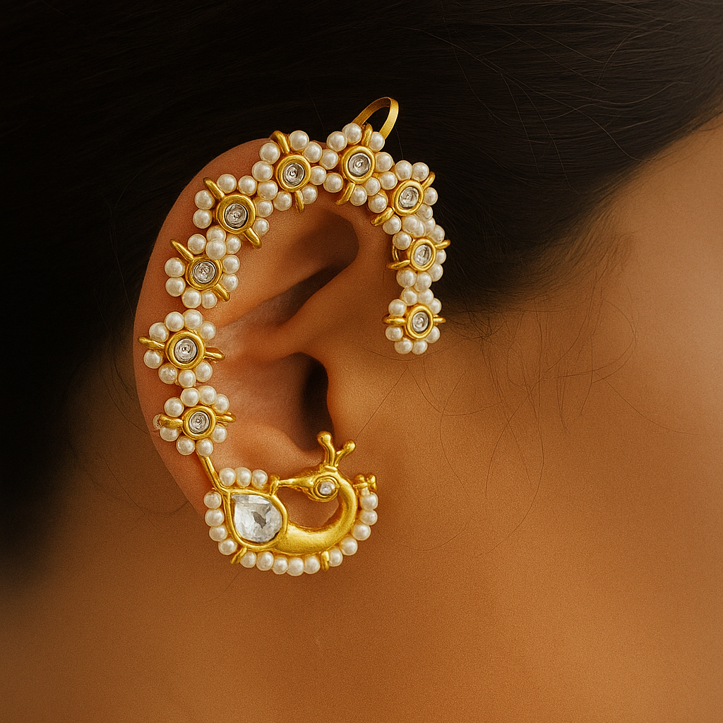 Royal Pearl Kundan Earcuff Earrings