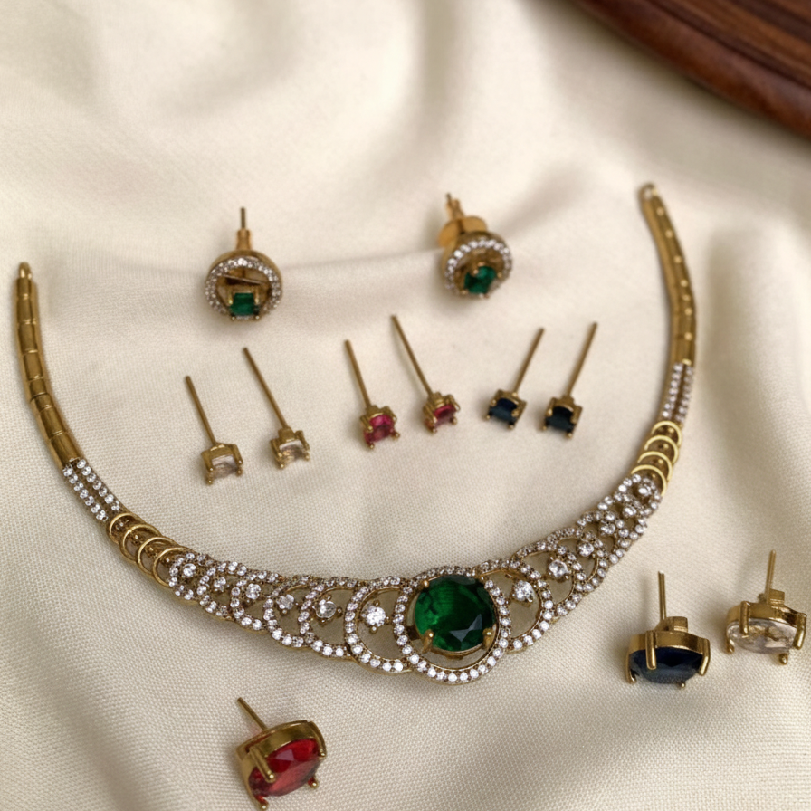 Interchangeable Stone Statement Neckpiece Set (4-in-1)