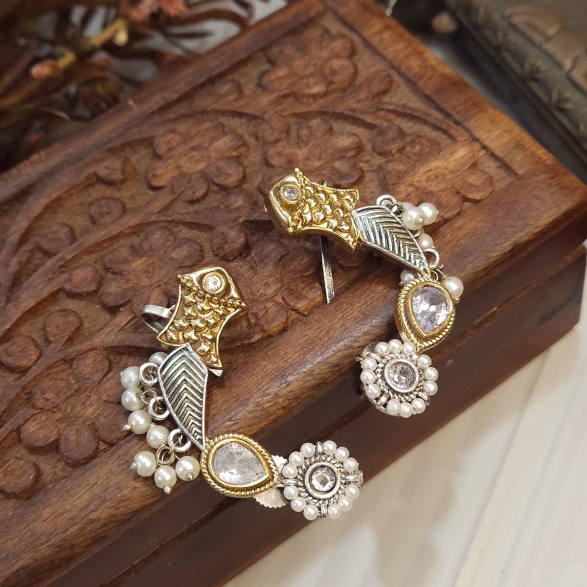 Fish Oxidised Earcuffs