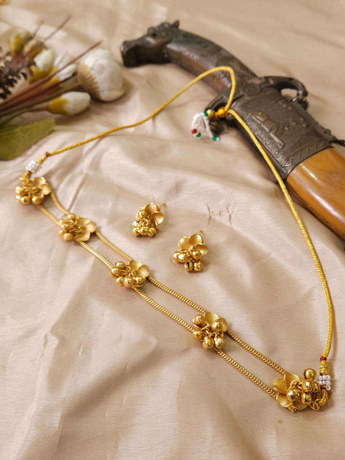 Ghungroo Golden Choker Necklace Set