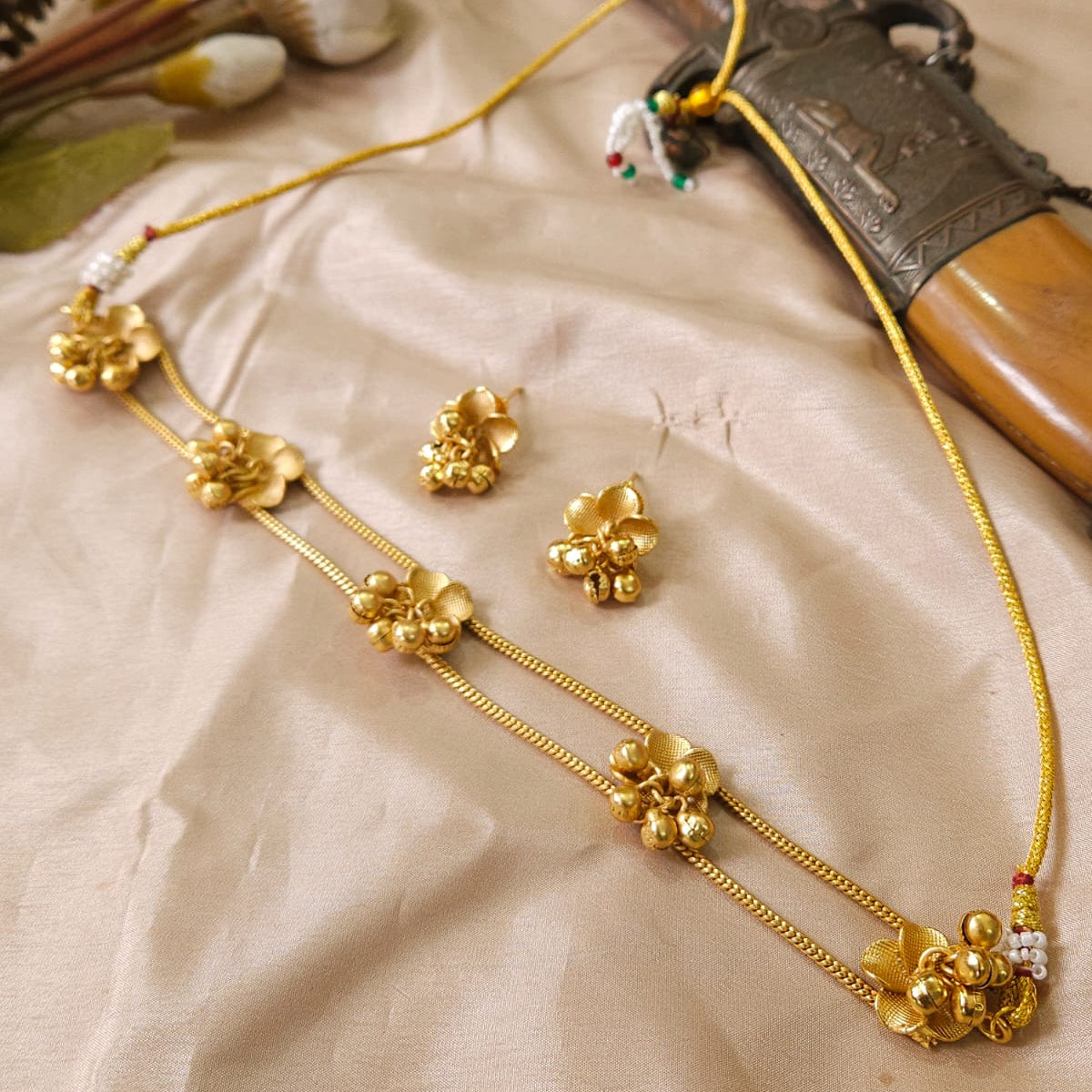 Ghungroo Golden Choker Necklace Set