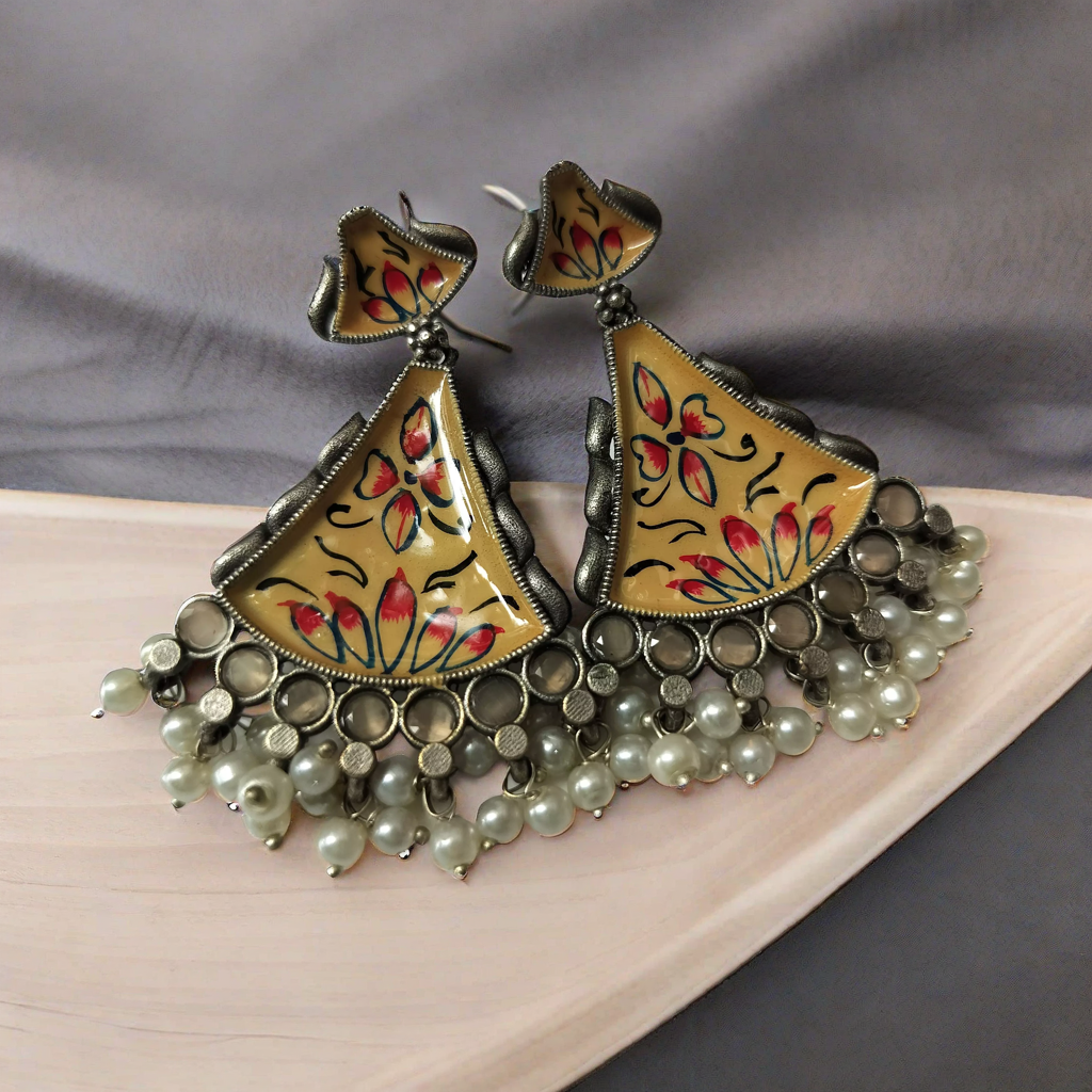 Light weight Red & Yellow handpainted earrings