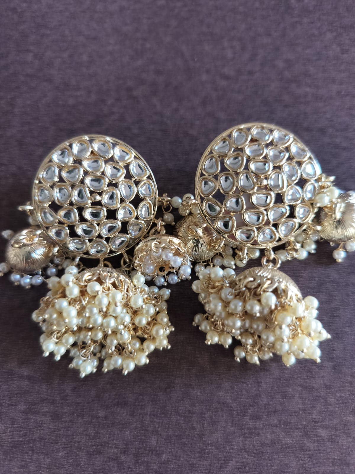 Albeli Golden Kundan Earrings