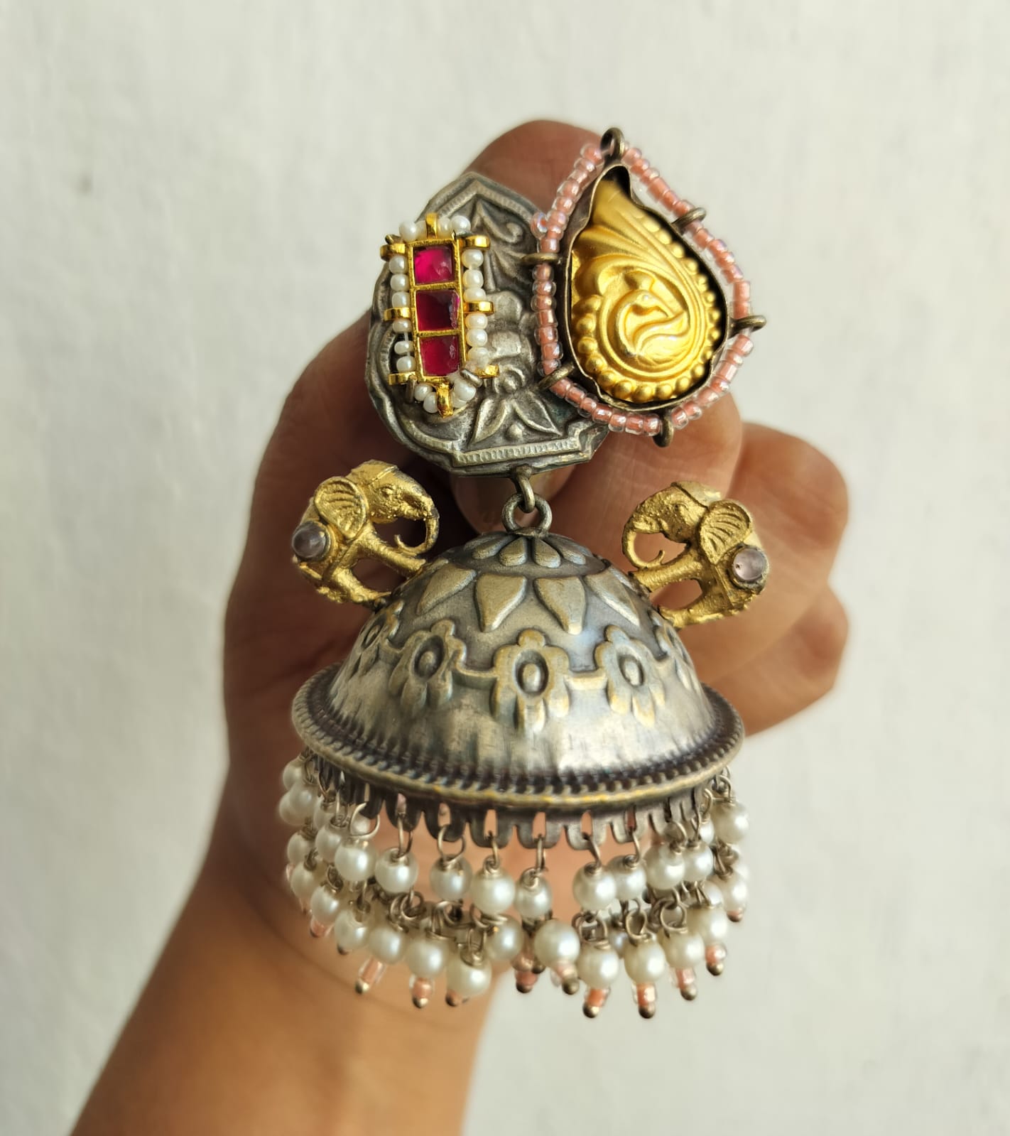 Silver plated jhumka