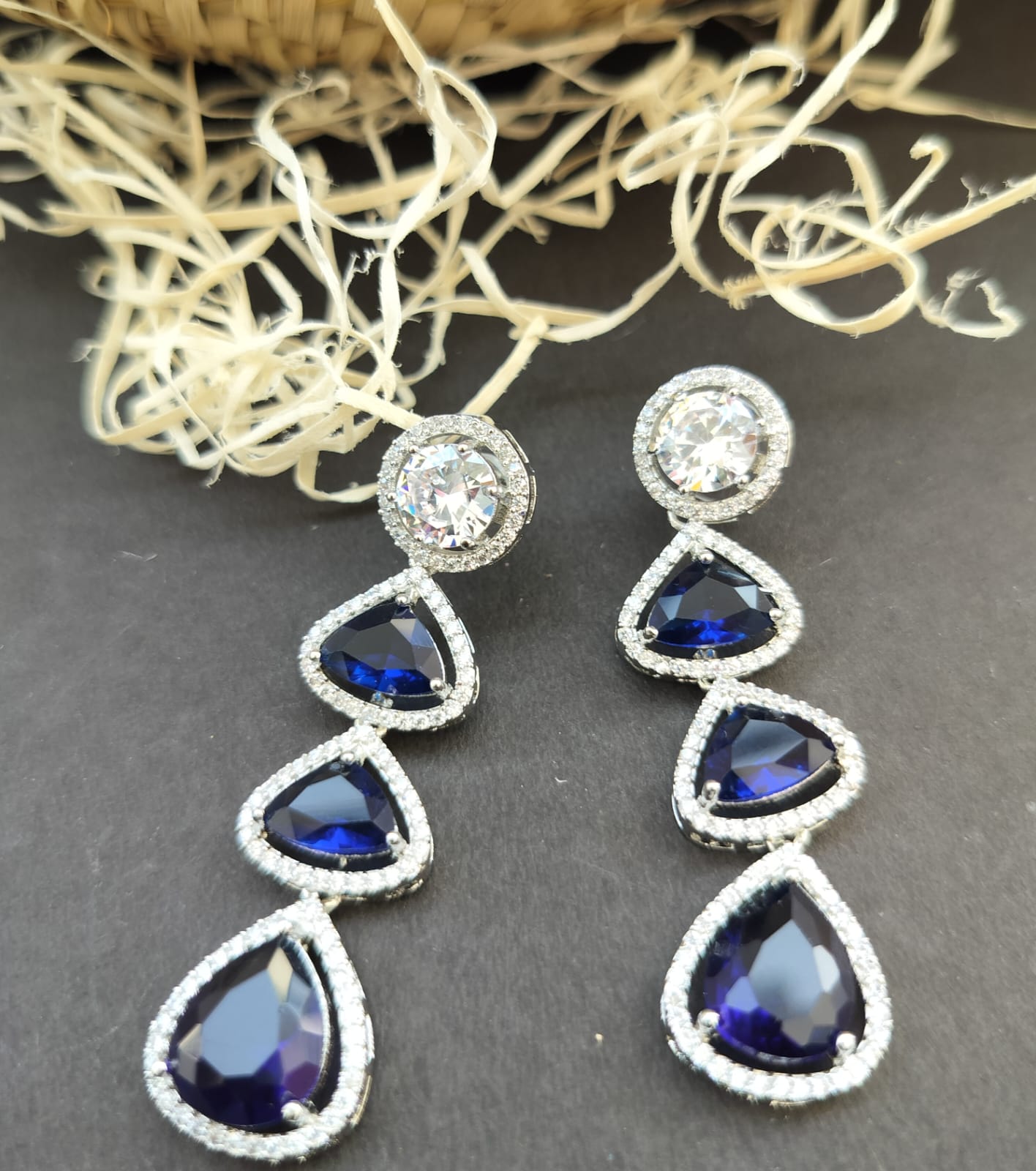 Mehr AD Earrings (Blue)