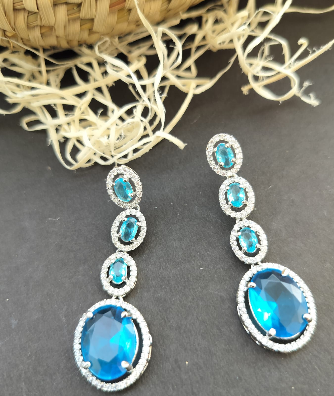 Aanya Light Blue AD Eaarings