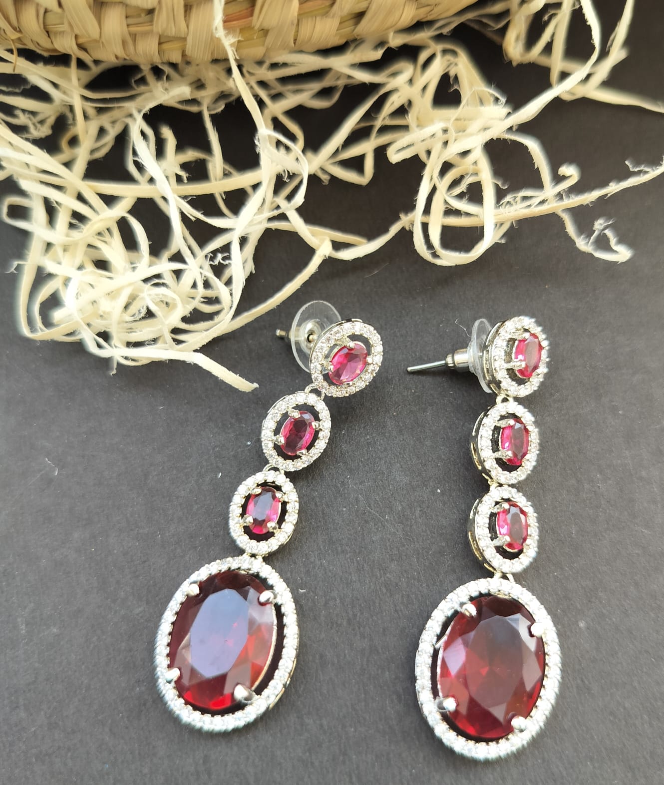 Aanya Maroon AD Earrings