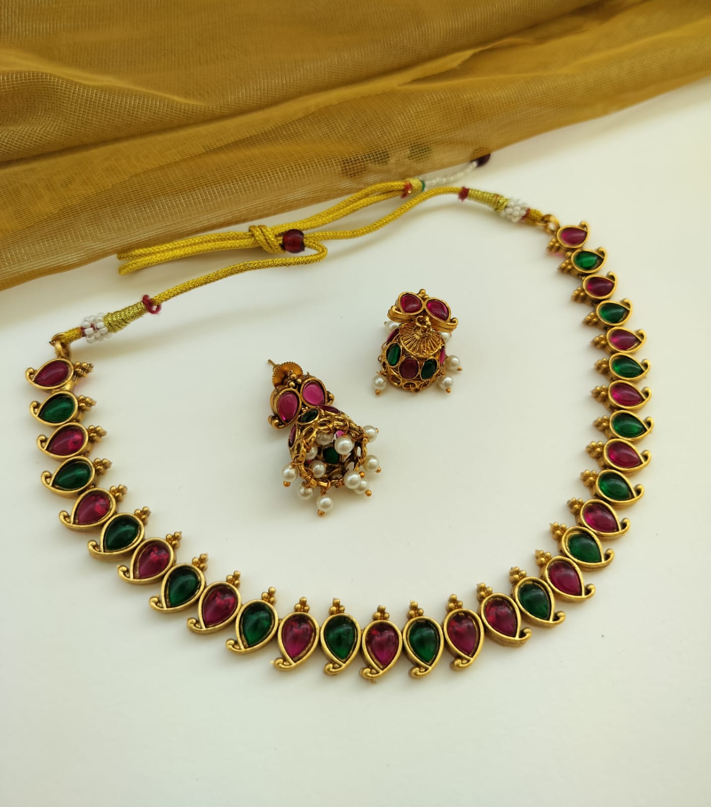 Pink & Green South Inspired Necklace set