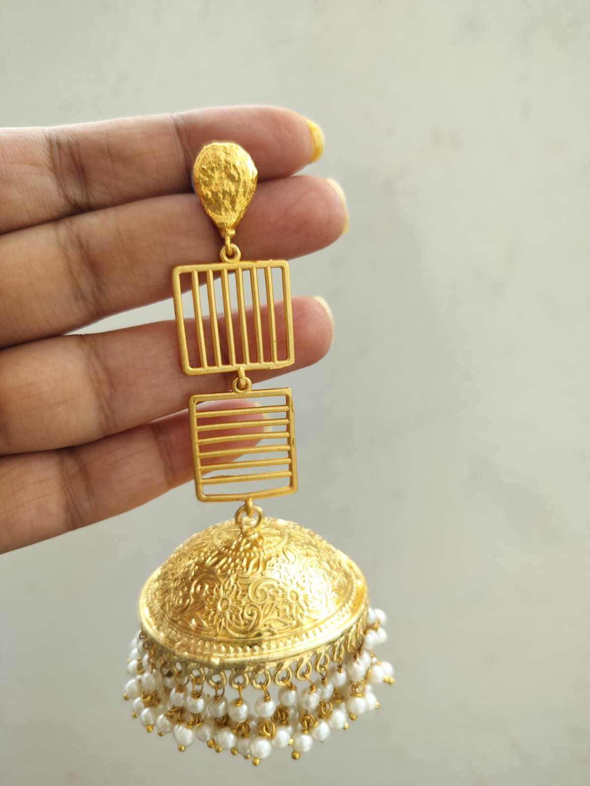 Aeindri Gold Plated Jhumka Earrings