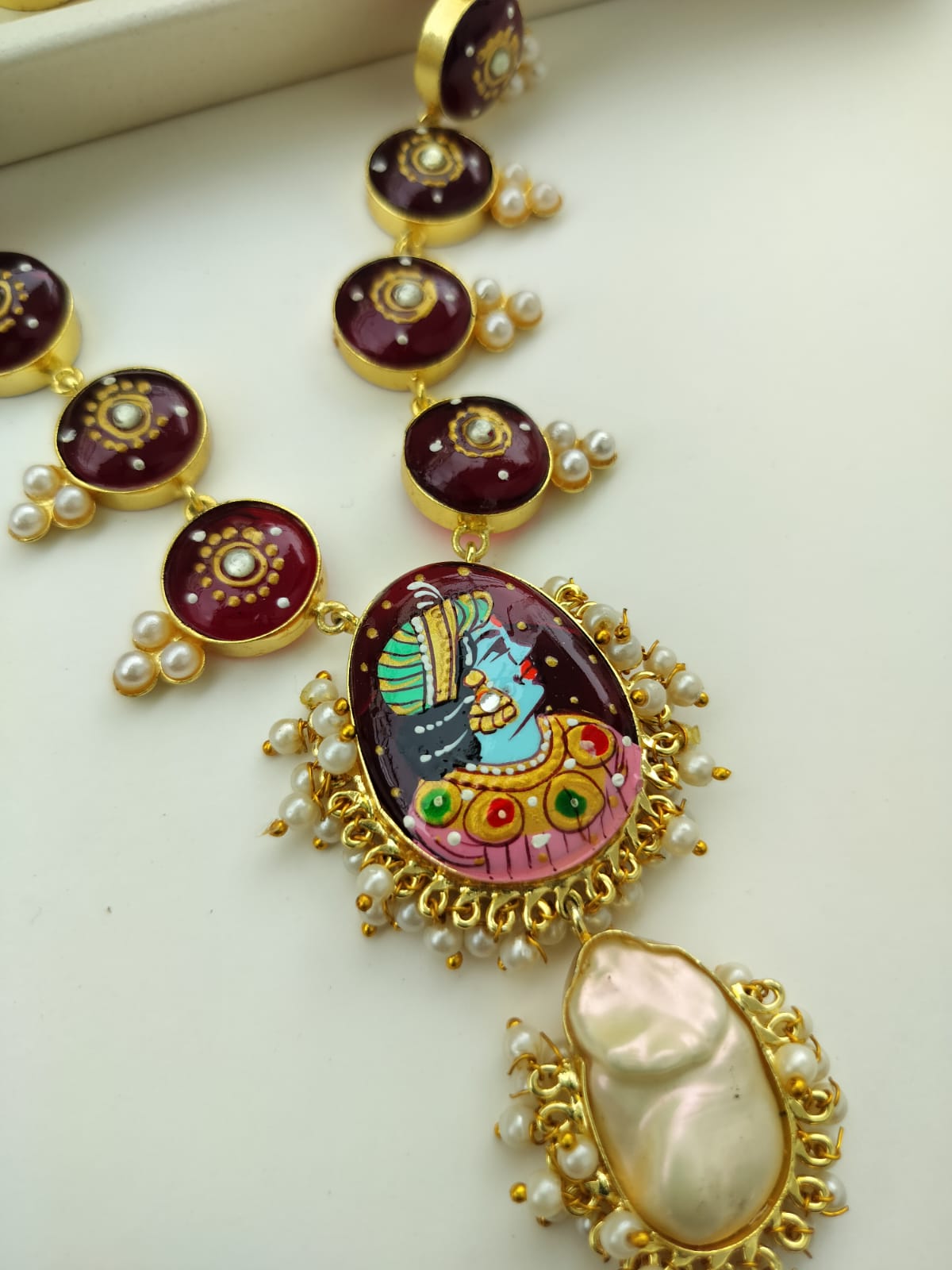 Jaipuri Hand Painted Druzy Stone Necklace