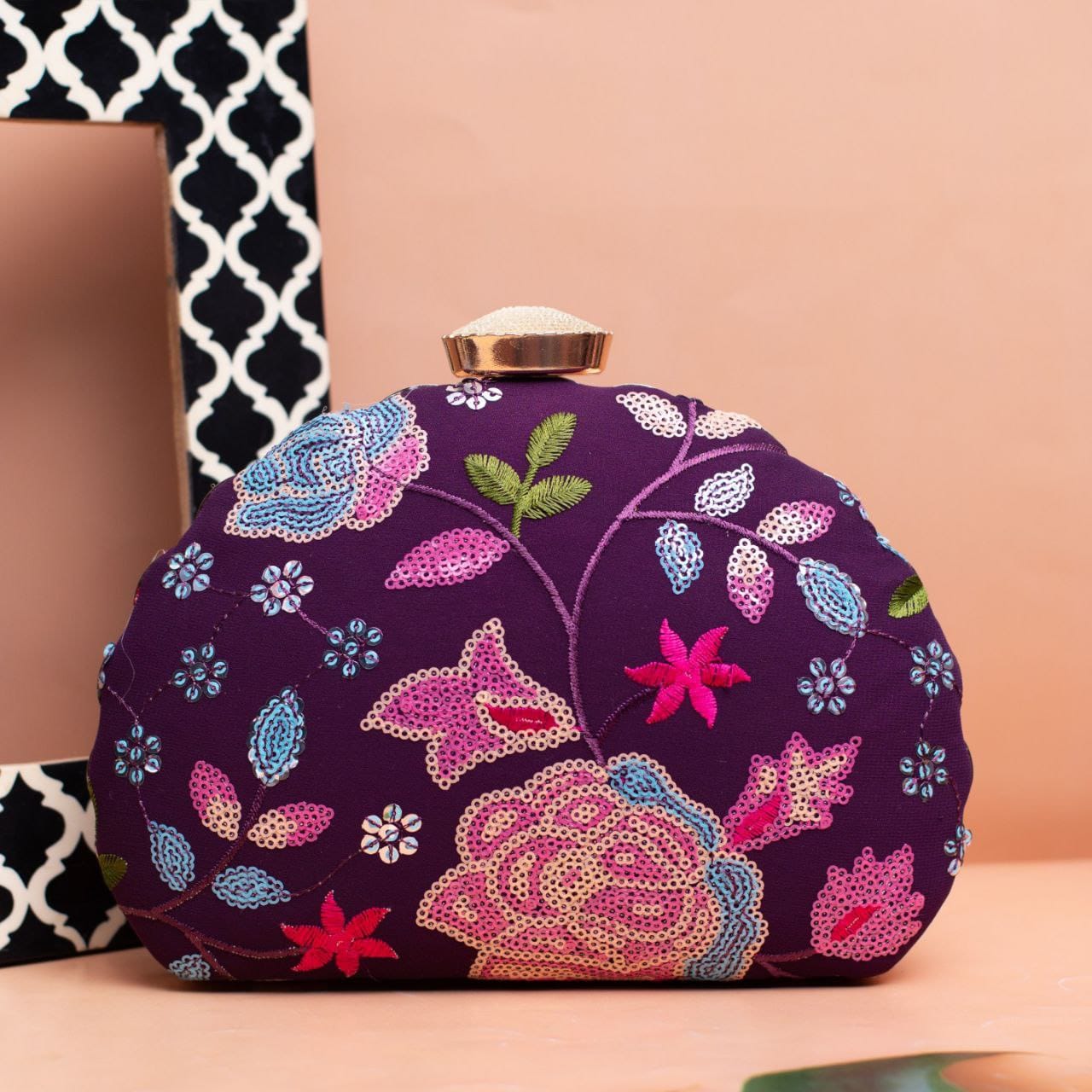 Ravya Sequin Embroidered Clutch purse