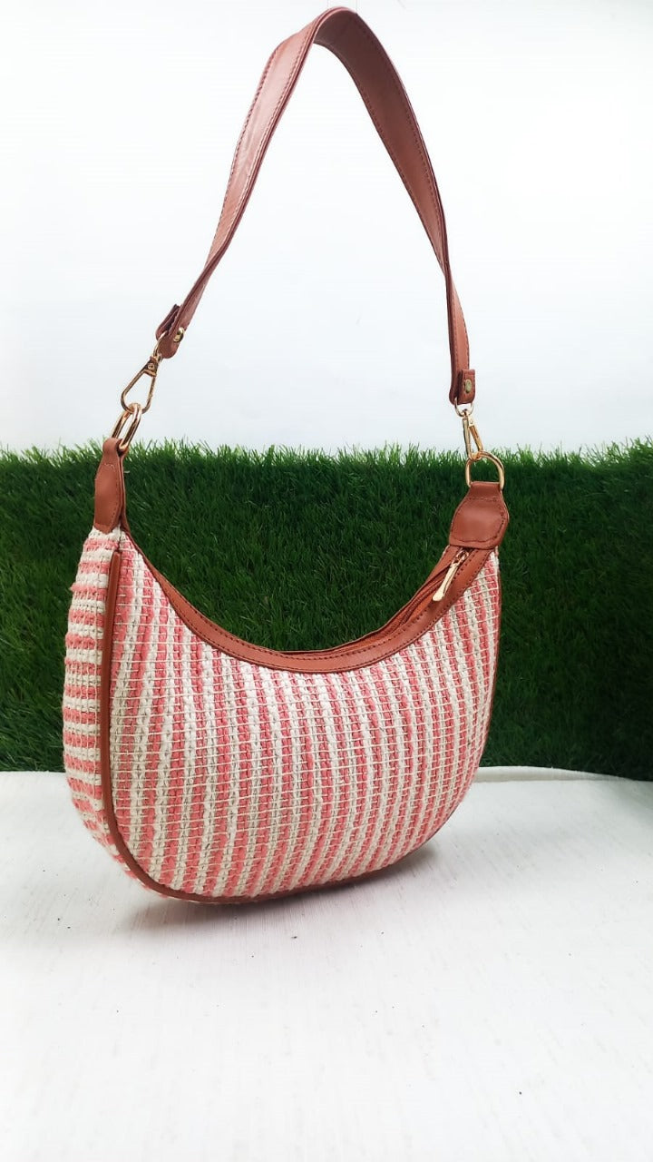 Pretty pink Moon Shaped Hand Bag