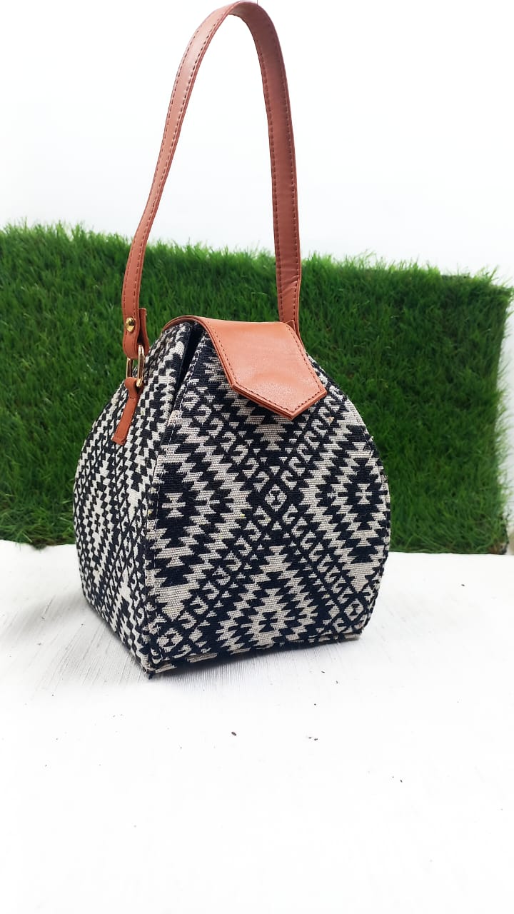 Black and white matka potli bag