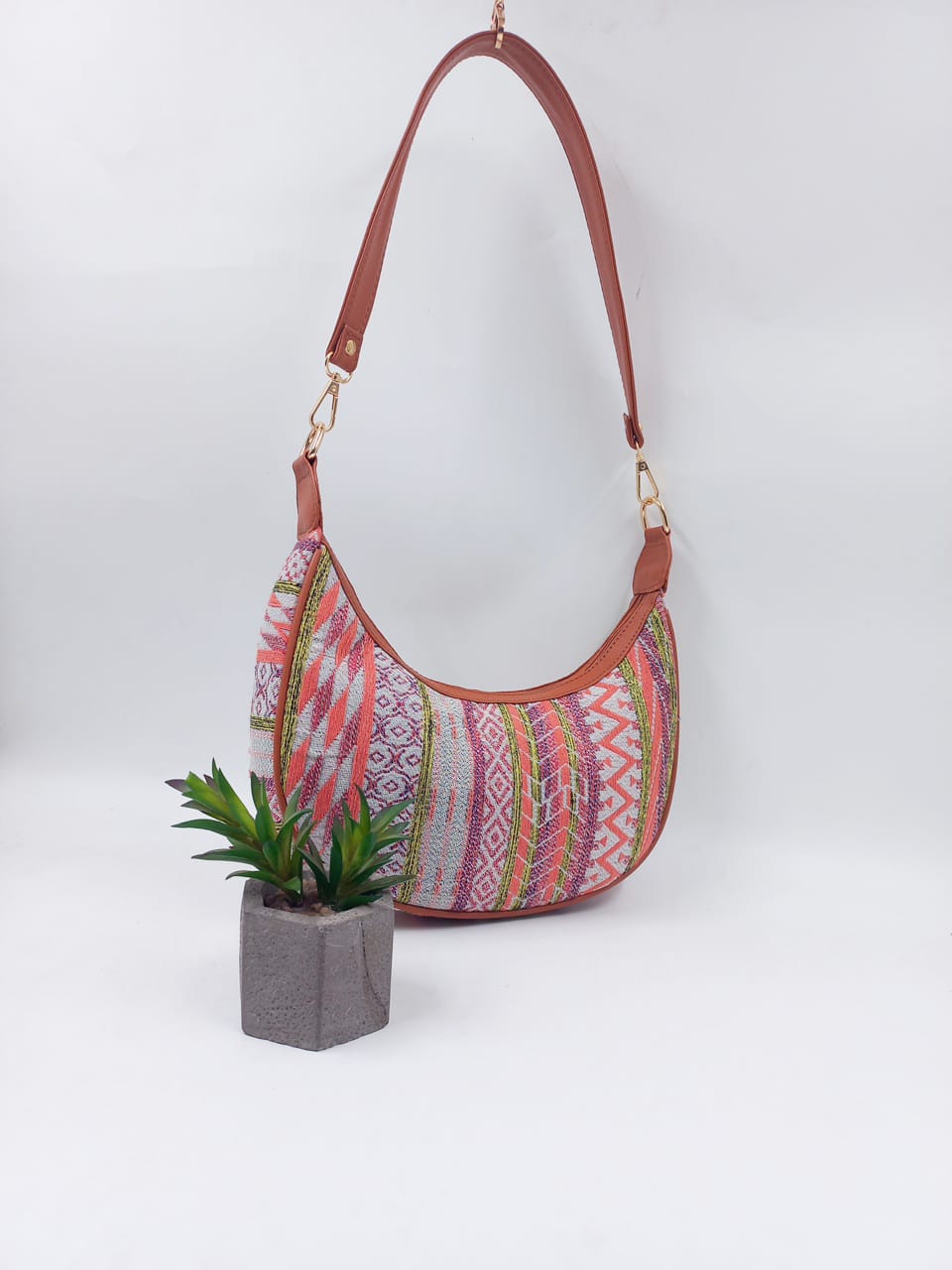 Multicolored Moon Shaped Hand Bag