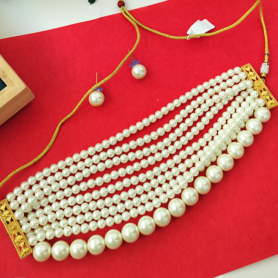 Alia Bhatt Inspired Pearl Multilayer Choker