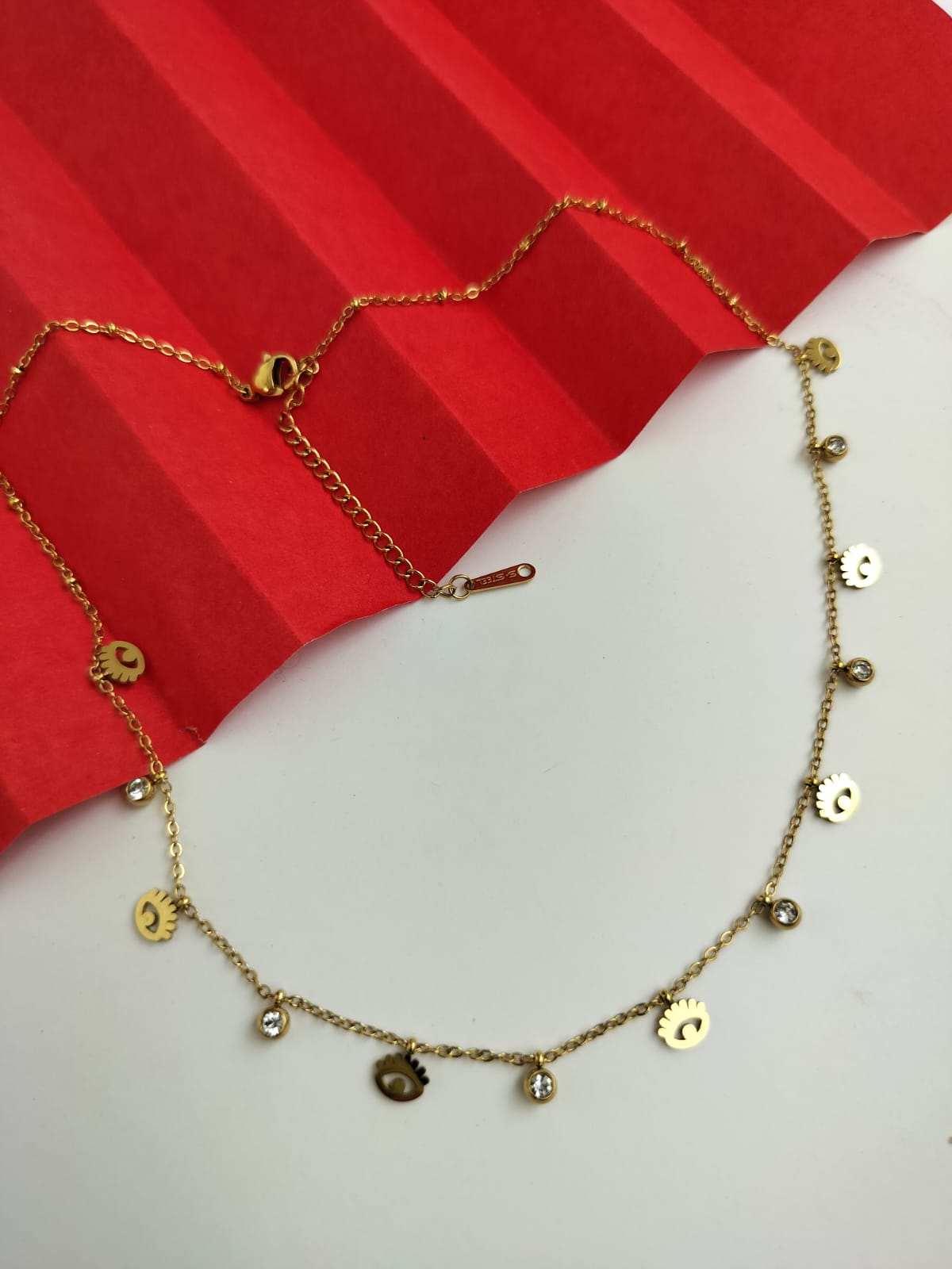 Mini charms evil eye neckpiece