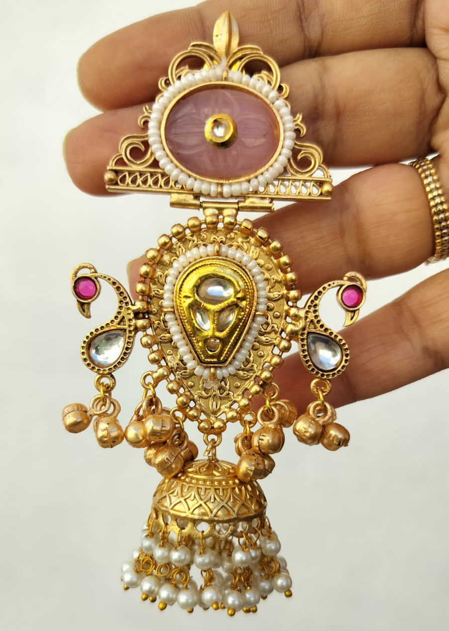 Ekiya handcrafted gold plated Earrings (Light pink)