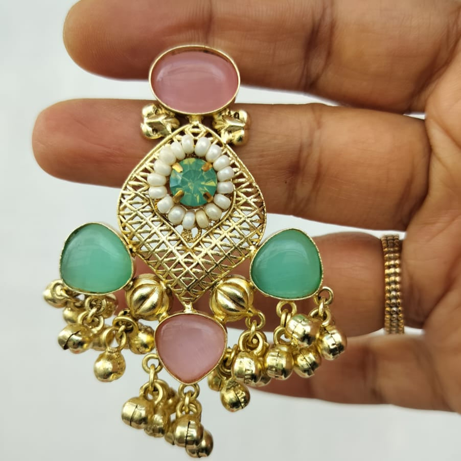Pastel Shade Gold Plated Earrings
