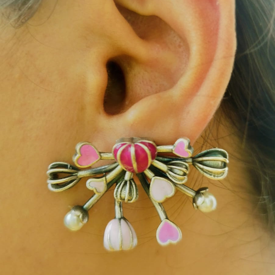 Enameled Mini Heart Earrings