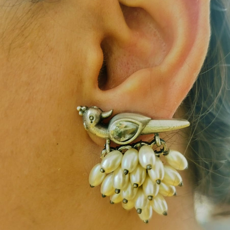 Peacock Pearl Drop Earrings