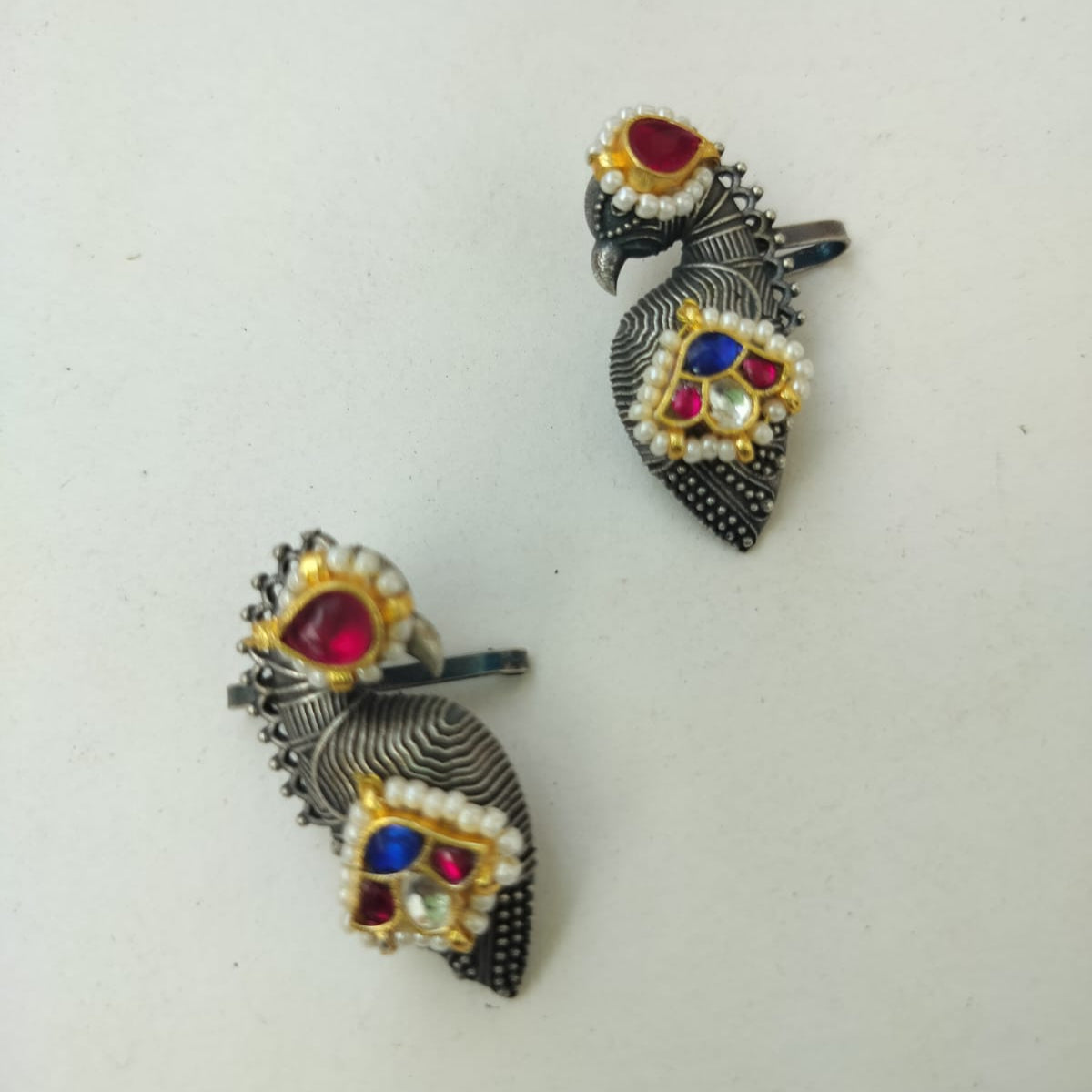 Pachi Kundan Oxidised Bugadi Earrings