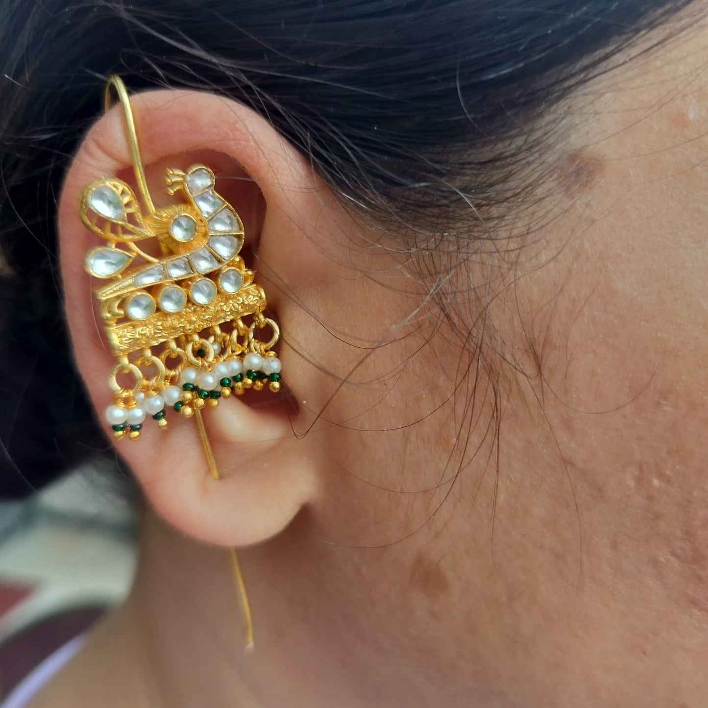 Ahalya Kundan Earcuffs Earrings- Set of 2