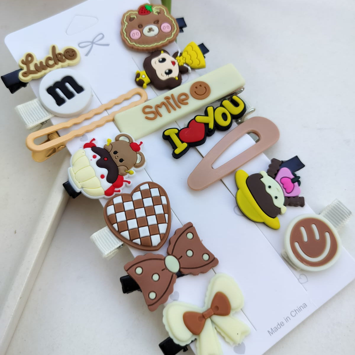 Hues Of Brown Cartoon Hair Clips- Pack of 14