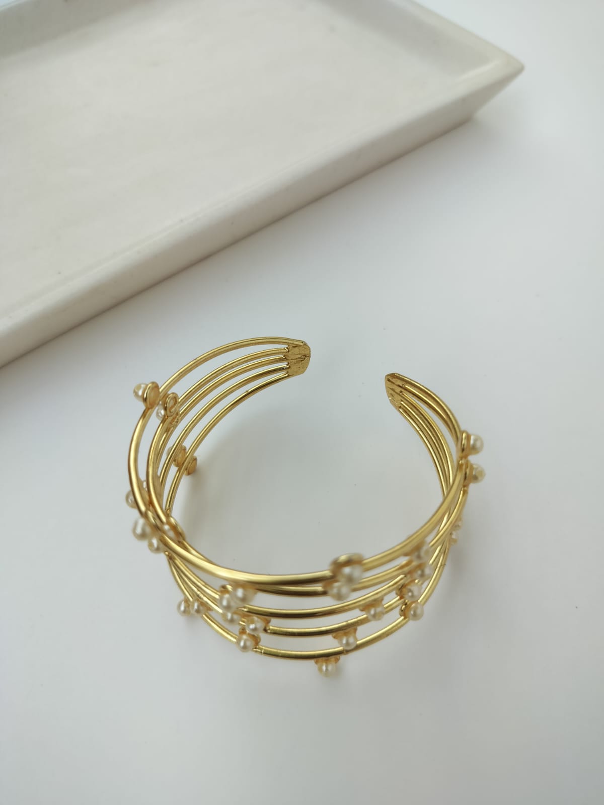 Brass and pearl Bracelet Kada