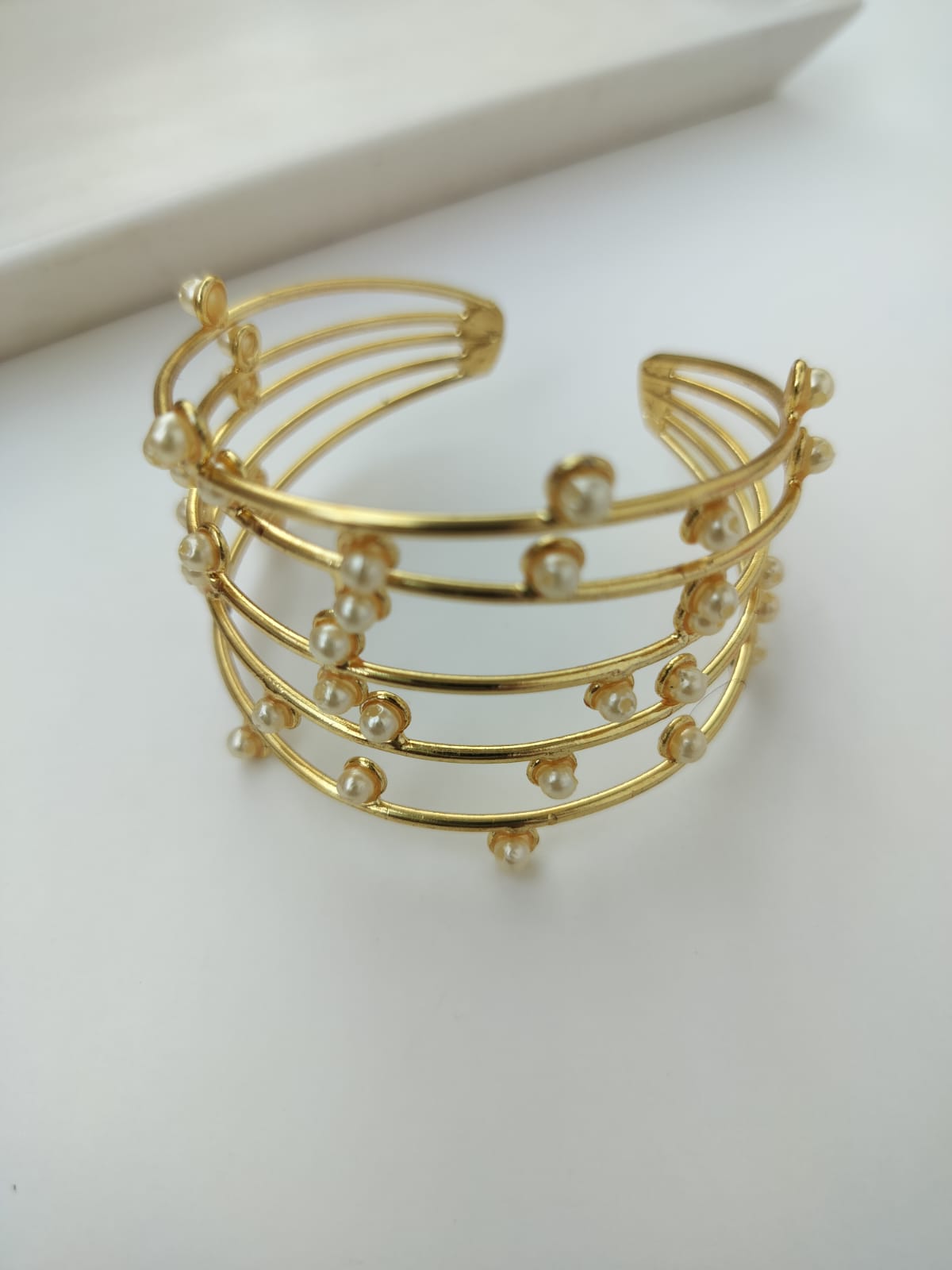 Brass and pearl Bracelet Kada
