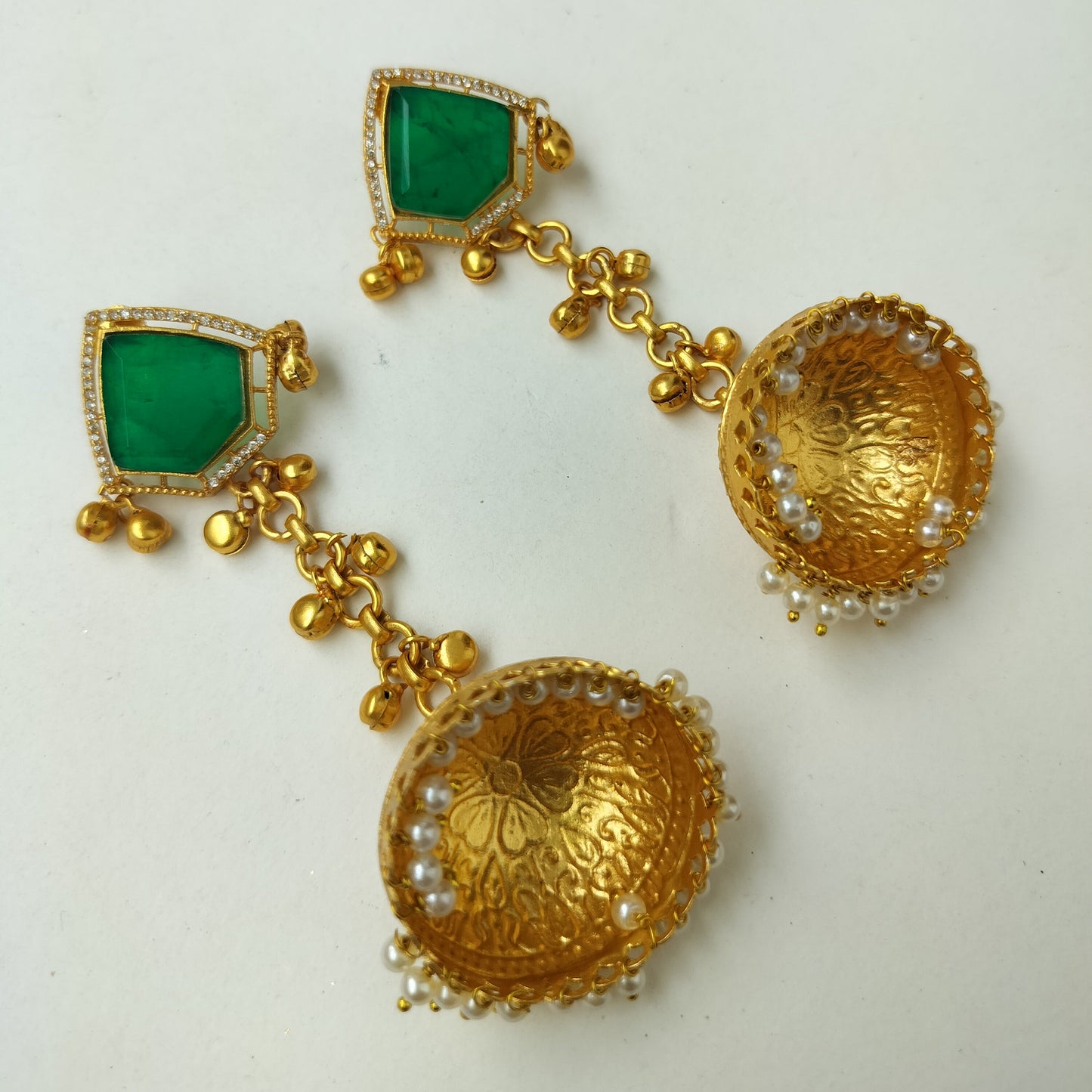 Gungroo kashmiri Jhumka in Doublet stone