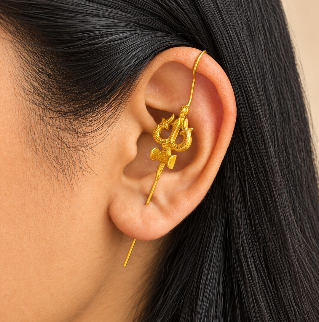 Shambo Trishul Needle Earcuff Earrings