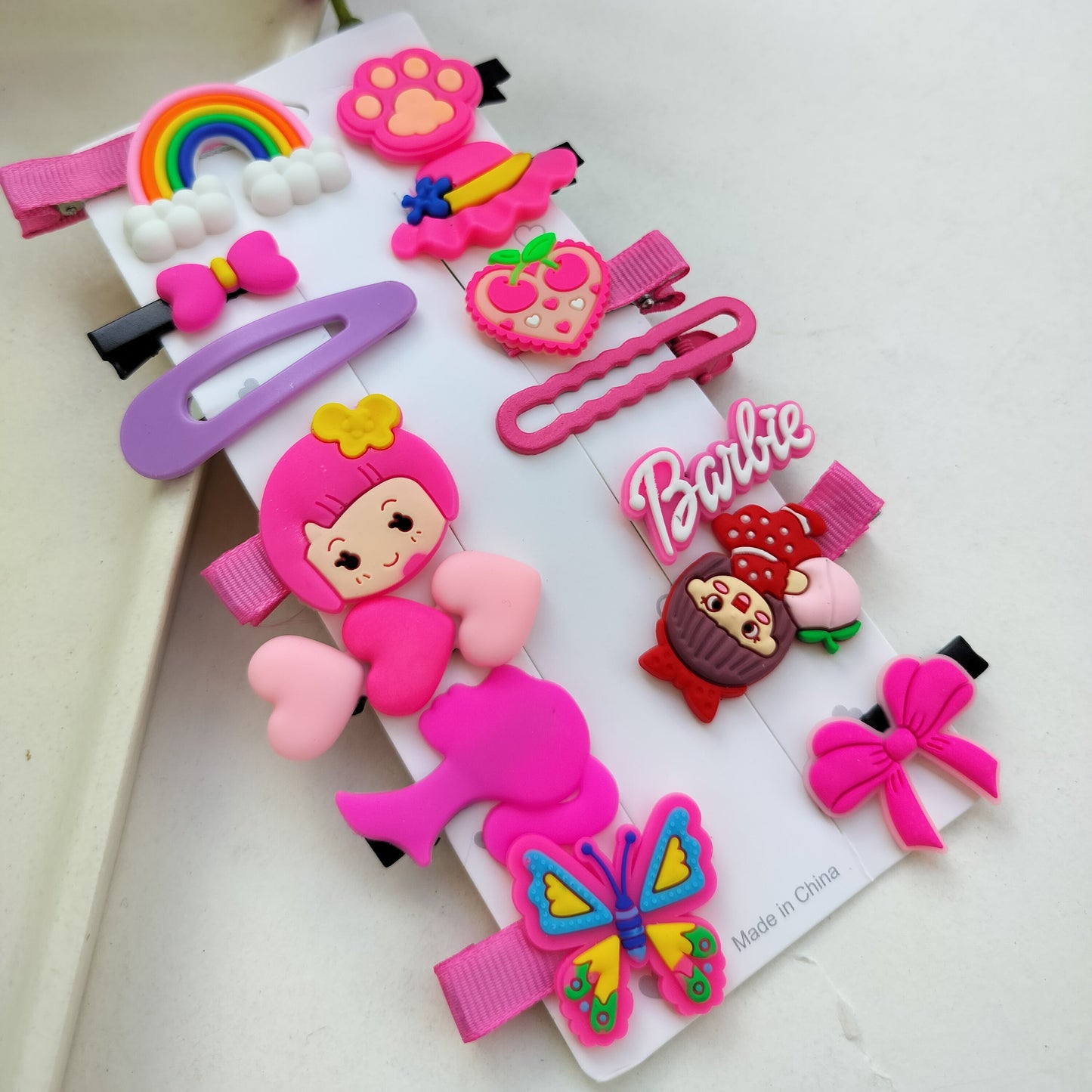 Hues of Pink Cartoon Hair Clips - Pack of 14