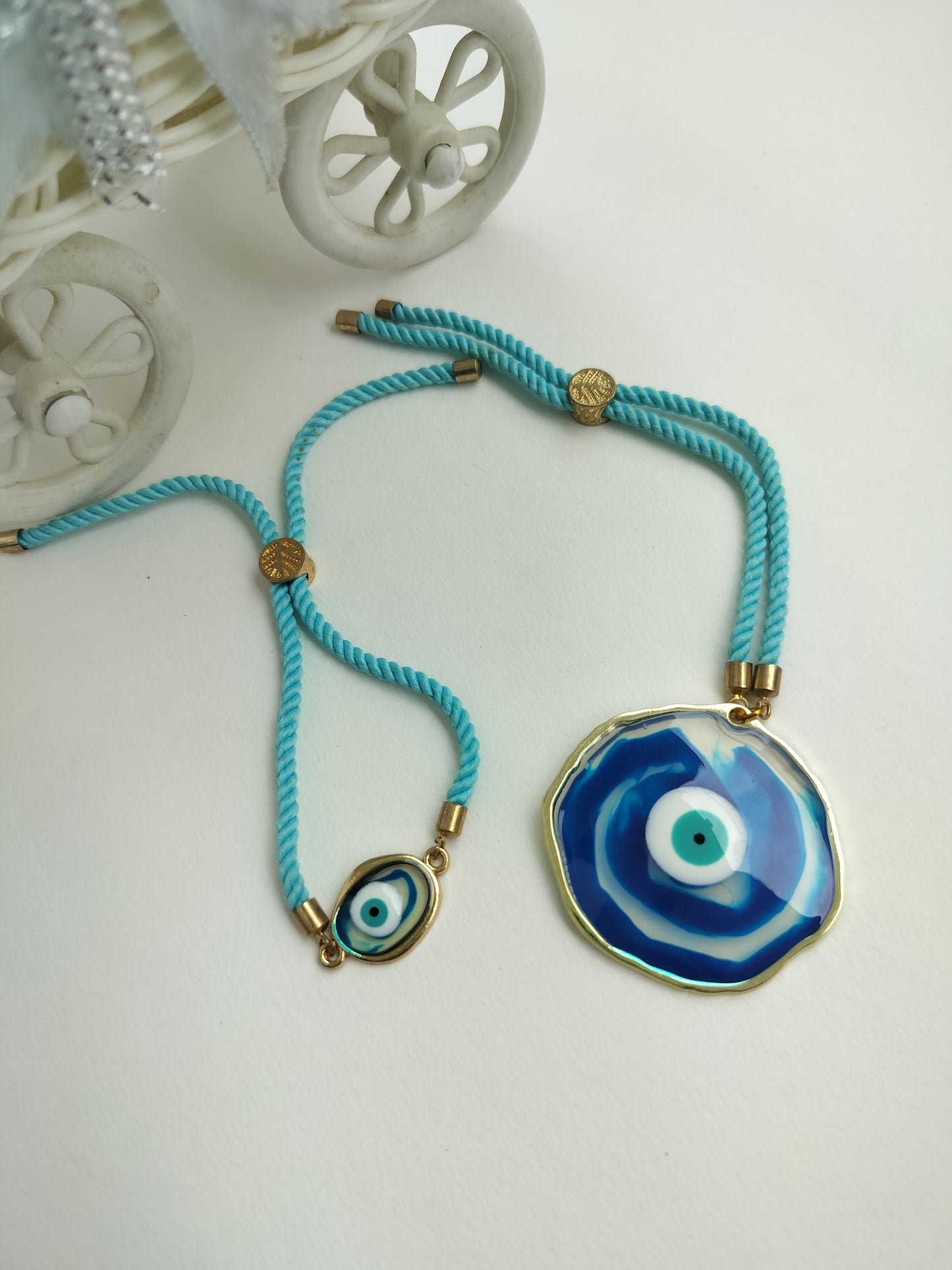 Sea Blue Evil Eye Couple Rakhi