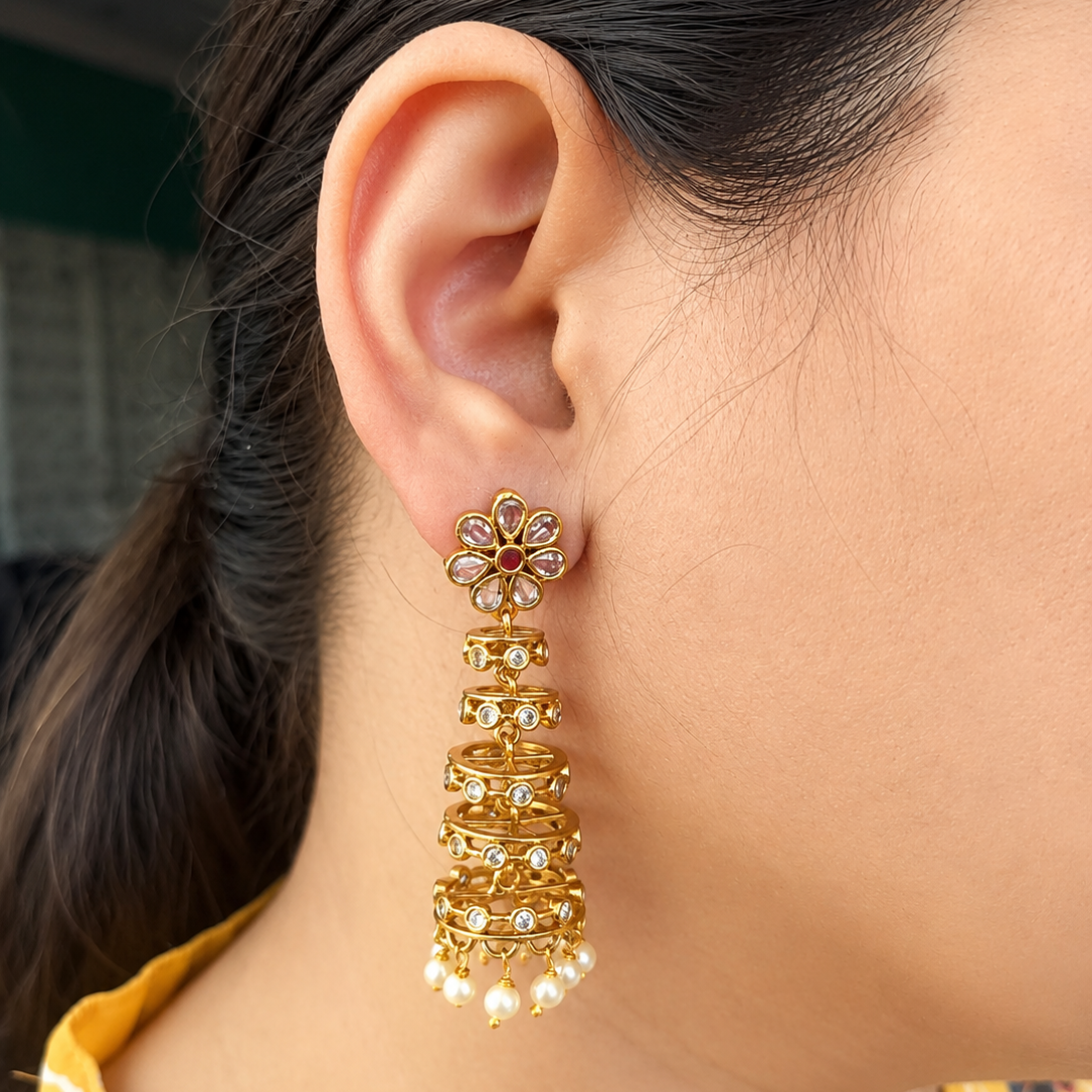 Aashi Multilayered Golden Jhumki