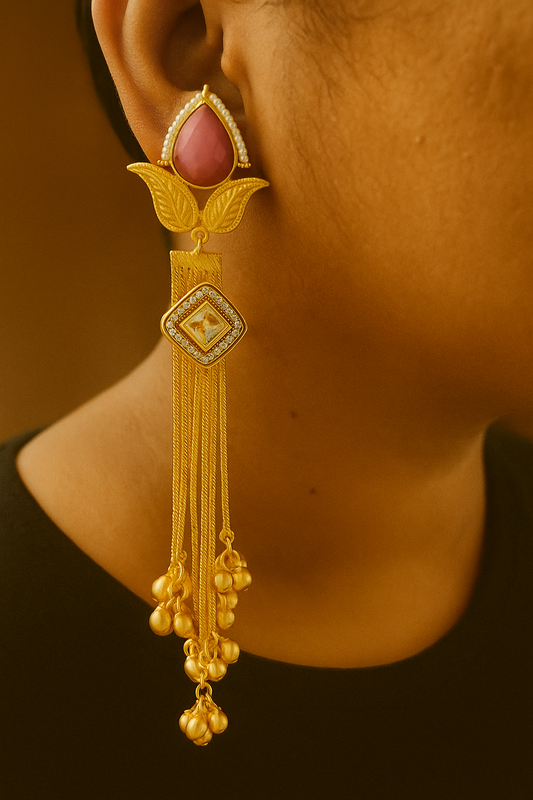 Kashmiri Earrings in Kundan Stone