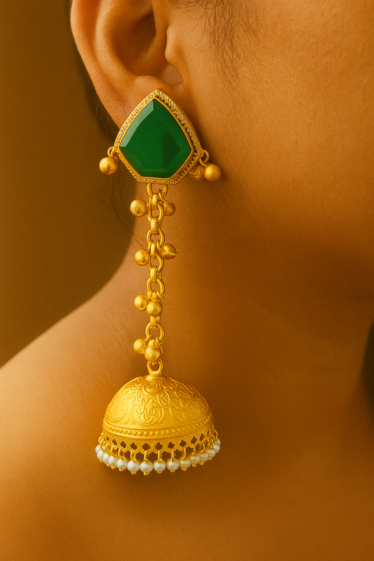 Gungroo kashmiri Jhumka in Doublet stone