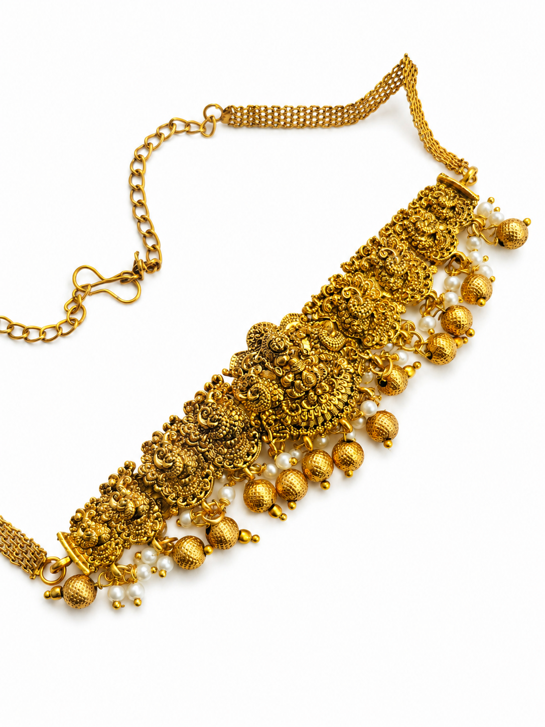 Antique Golden Laxmi Temple Choker Necklace Set