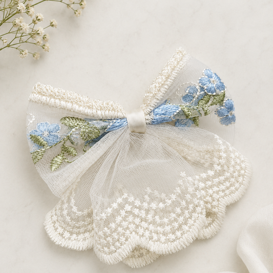 Embroidered Bow Hair Clip