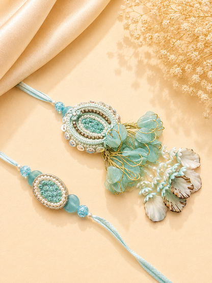Blue Shell Bhai Rakhi & Bhabhi Lumba - Couple Rakhi