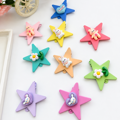 Pastel Star Cartoon Hair Clip - Single Piece