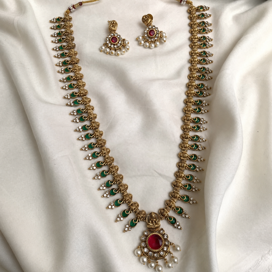 Ganapati Long Haram Necklace Set